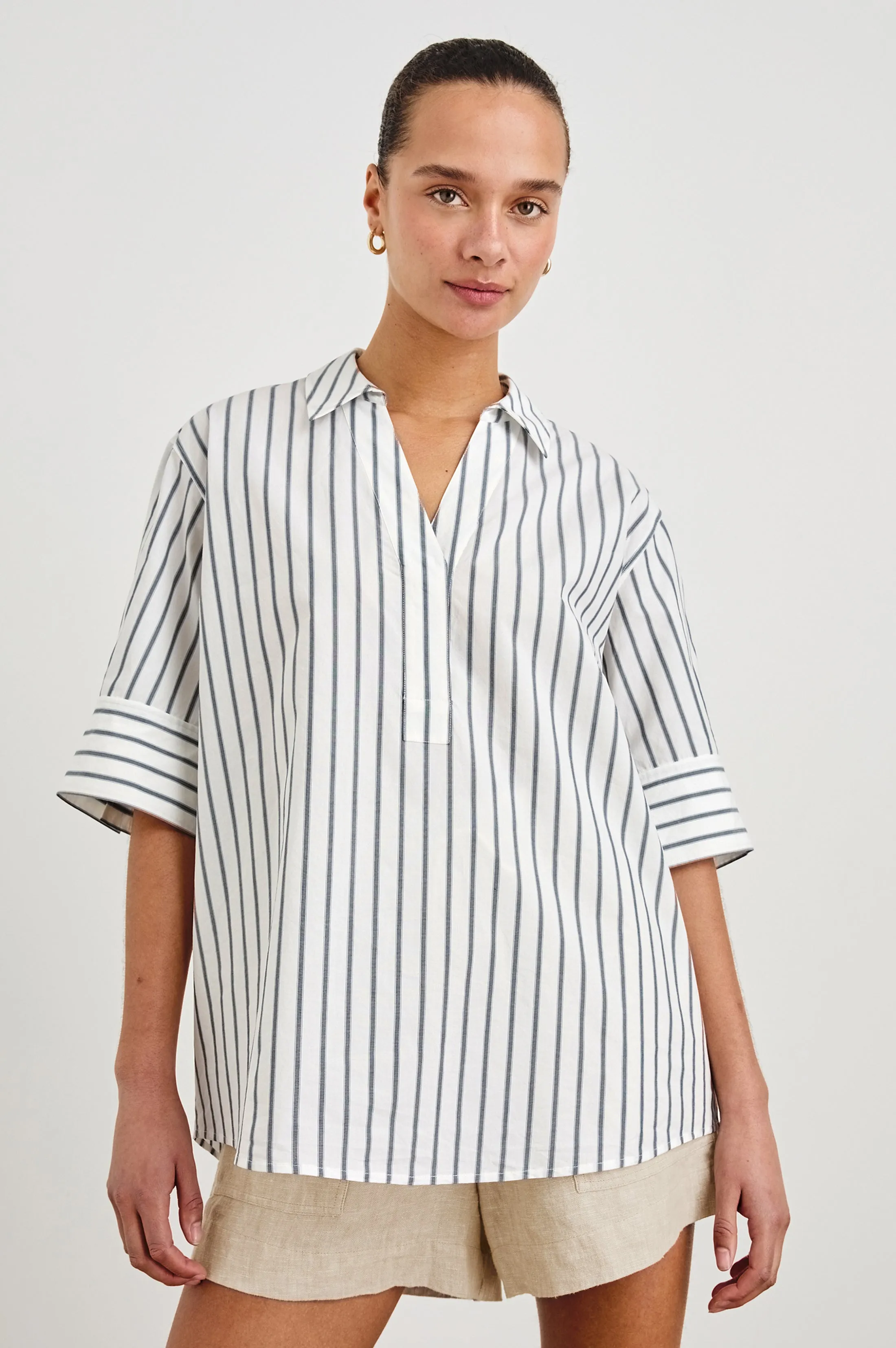 JUDA TOP - CHALK SLATE STRIPE Rails