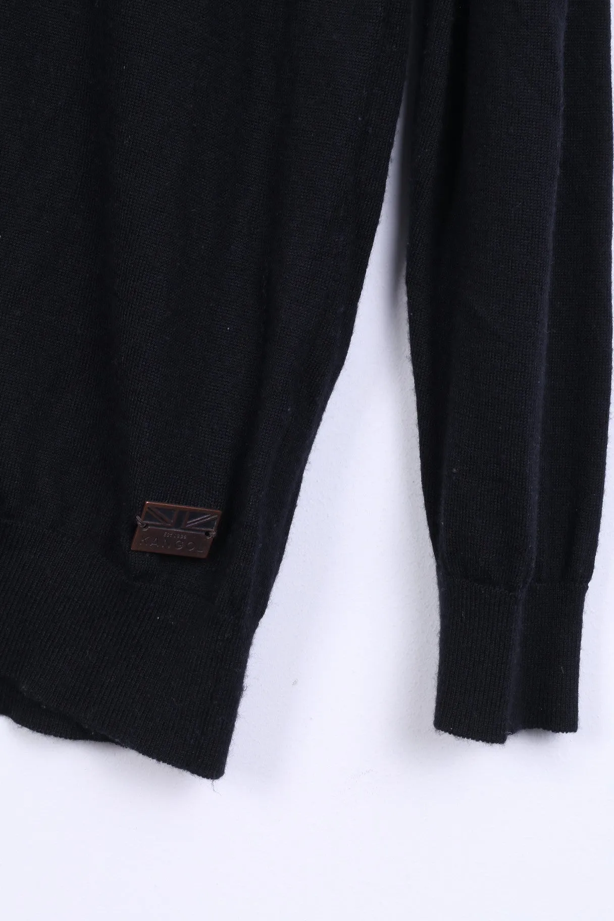 KANGOL Mens XL Jumper Sweater Crew Neck Black Wool