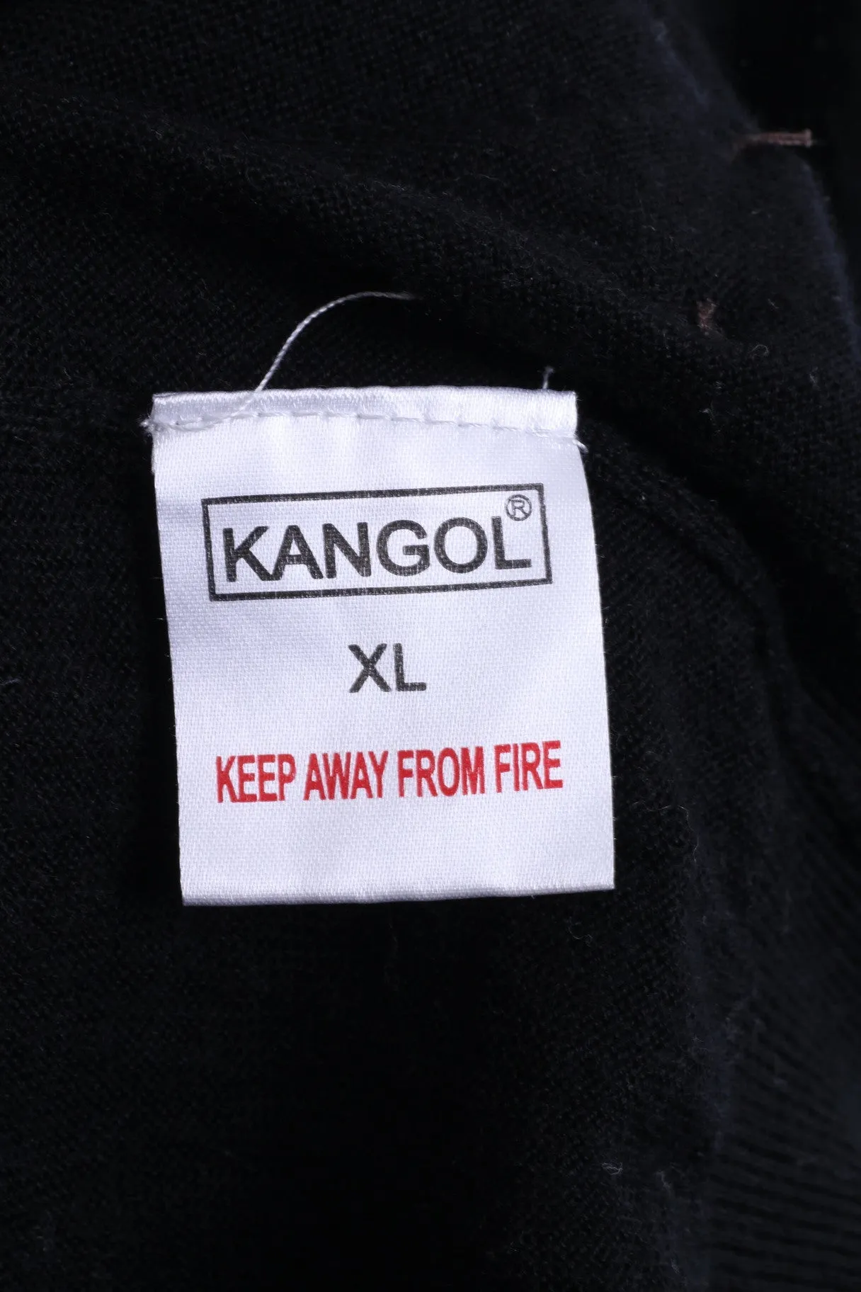 KANGOL Mens XL Jumper Sweater Crew Neck Black Wool