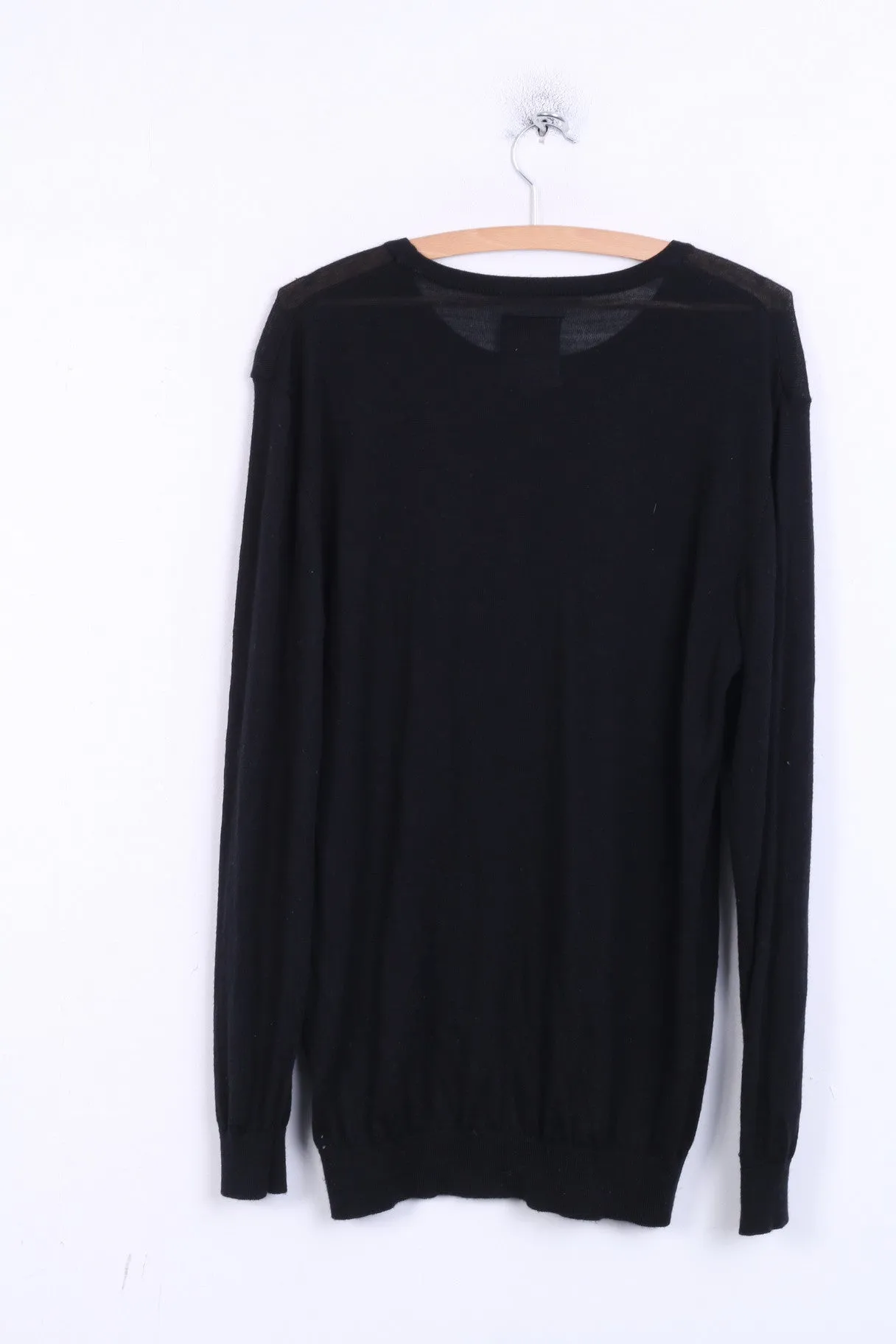 KANGOL Mens XL Jumper Sweater Crew Neck Black Wool