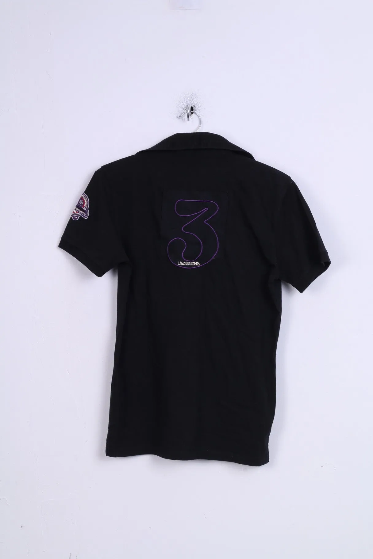La Martina Womens XL Polo Shirt Black Cotton Sport 3