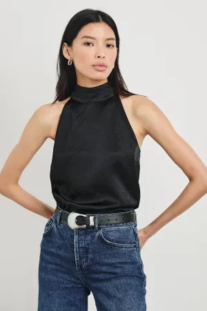 LEAH TOP - BLACK CRINKLE Rails