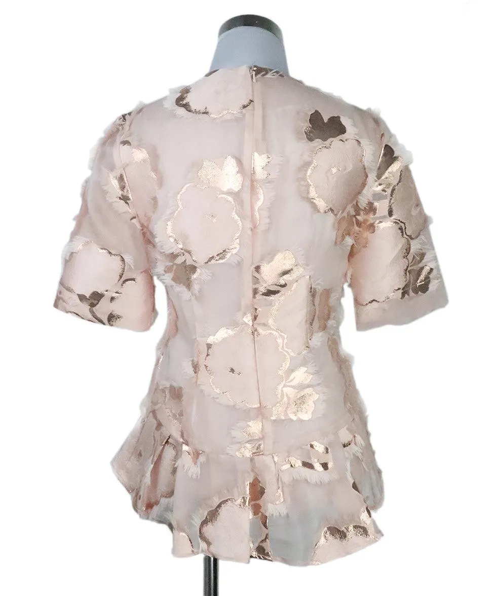Lela Rose Pink & Rose Gold Blouse sz 0