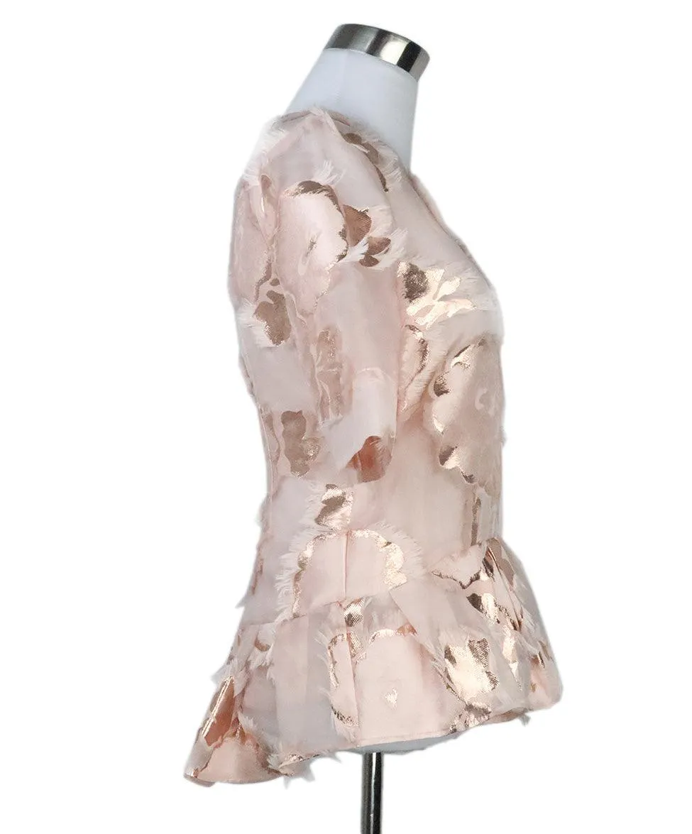 Lela Rose Pink & Rose Gold Blouse sz 0