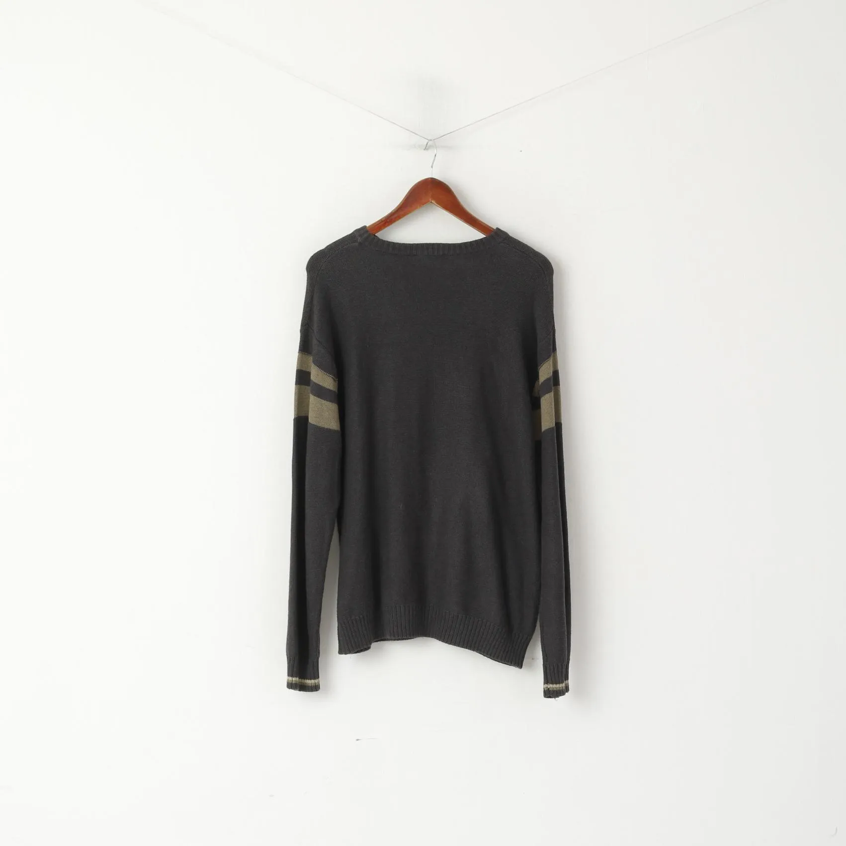 Lerros Men L Jumper Grey Cotton Crew Neck Deer Elk Isand National Park Sweater
