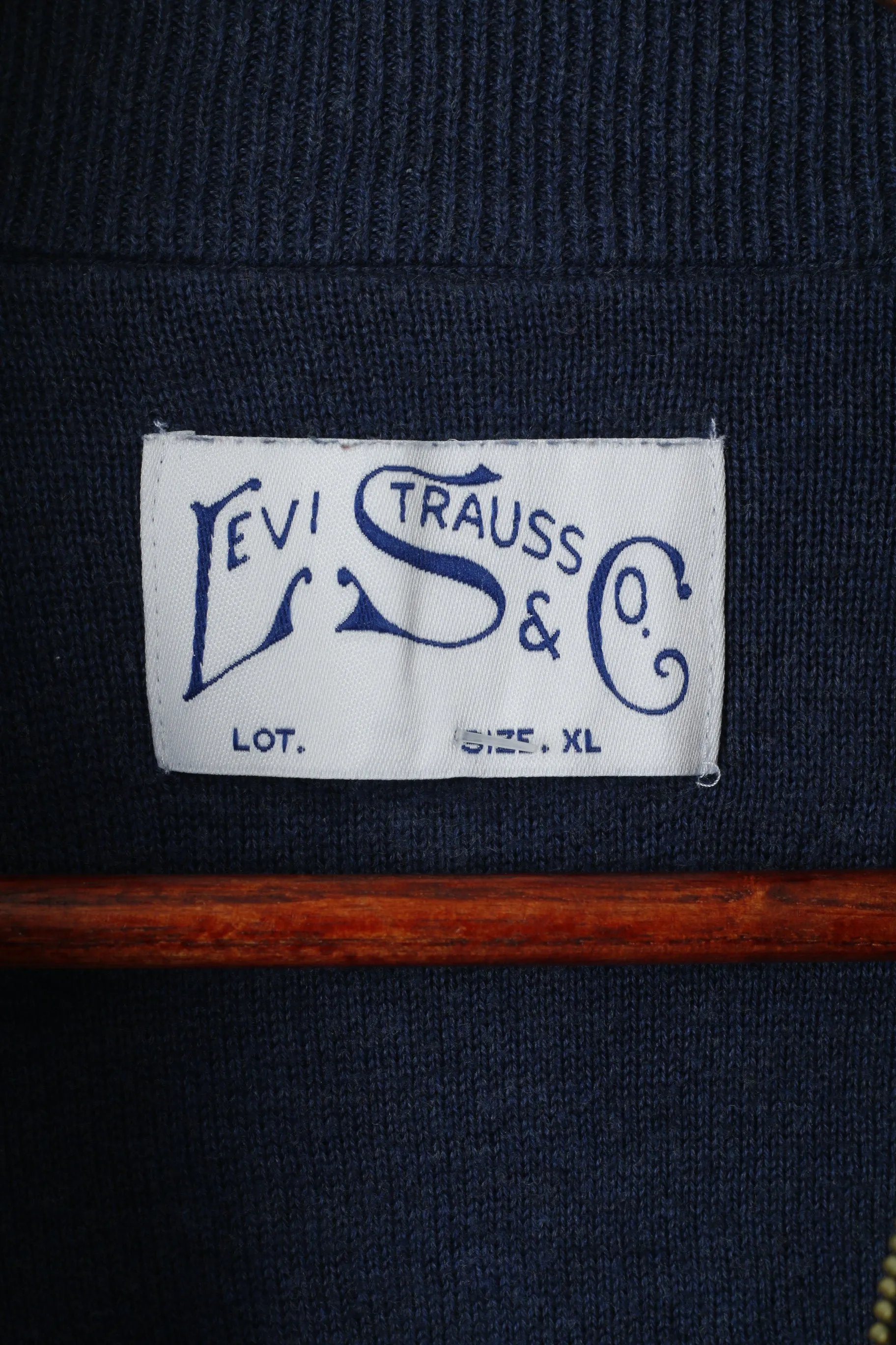 Levi's Men XL (L) Jumper Navy Cotton Knit Full Zipper Lightweight Soft Sweater