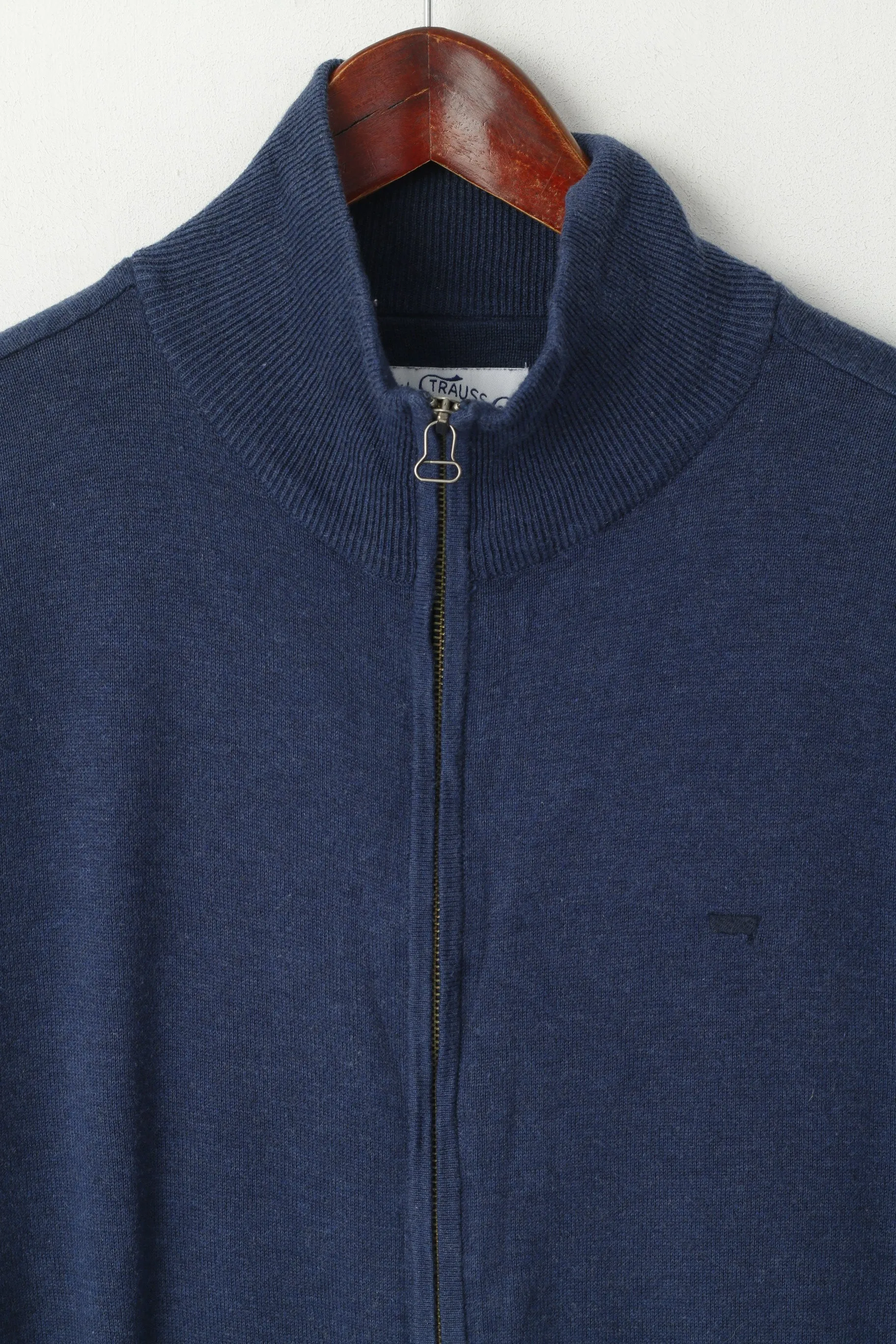 Levi's Men XL (L) Jumper Navy Cotton Knit Full Zipper Lightweight Soft Sweater