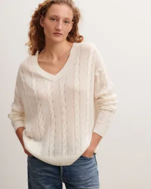 Lightweight cable V-neck pullover Eric Bompard