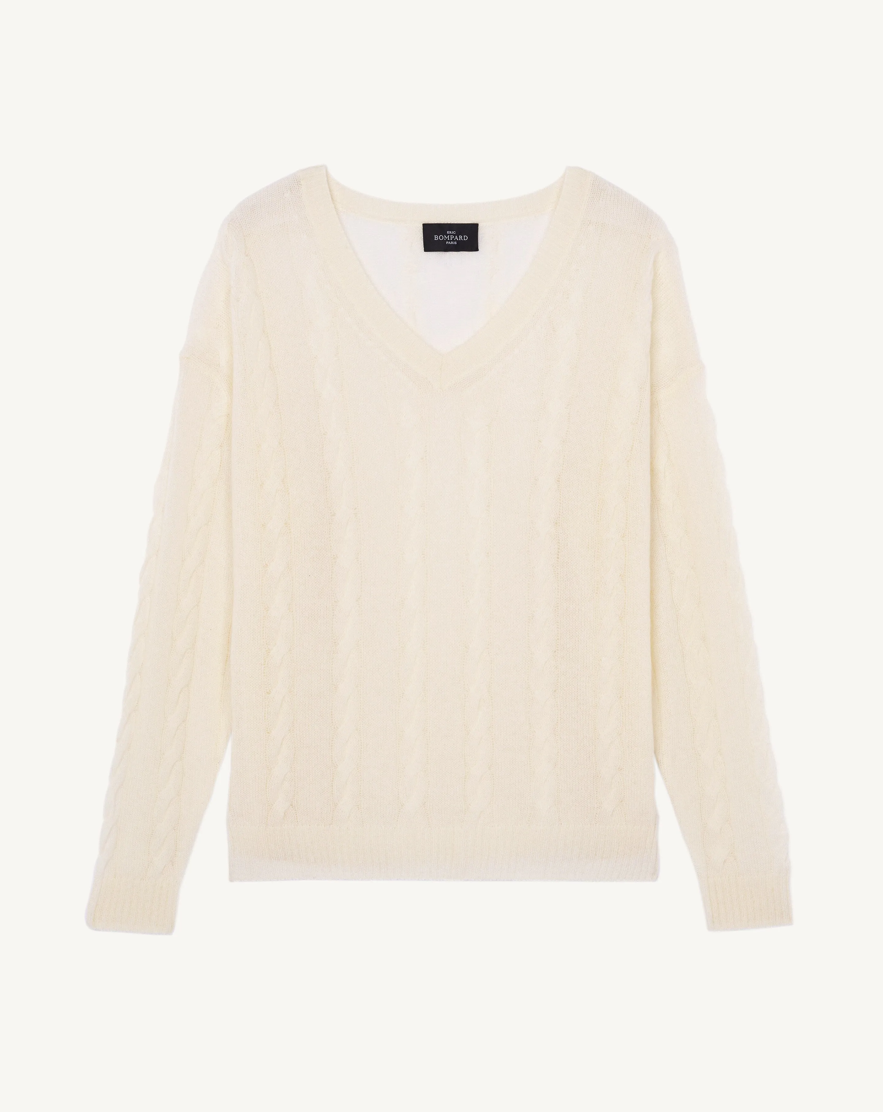 Lightweight cable V-neck pullover Eric Bompard