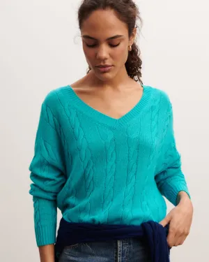 Lightweight cable V-neck pullover Eric Bompard