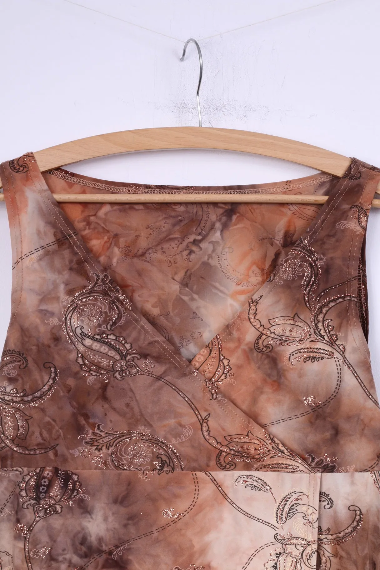 Lorsay Womens L Top V Neck Tie Dye Peach Sleeveless