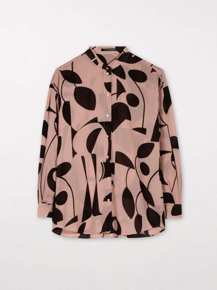 Luisa Cerano Two Tone Print Blouse Nude & Black