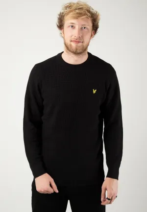 Lyle & Scott - Grid Knit Crew Neck Jet Black - Pullover