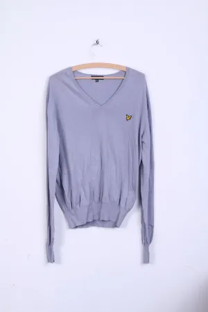 Lyle&Scott Mens XL Jumper Gray Sweater V Neck Cotton