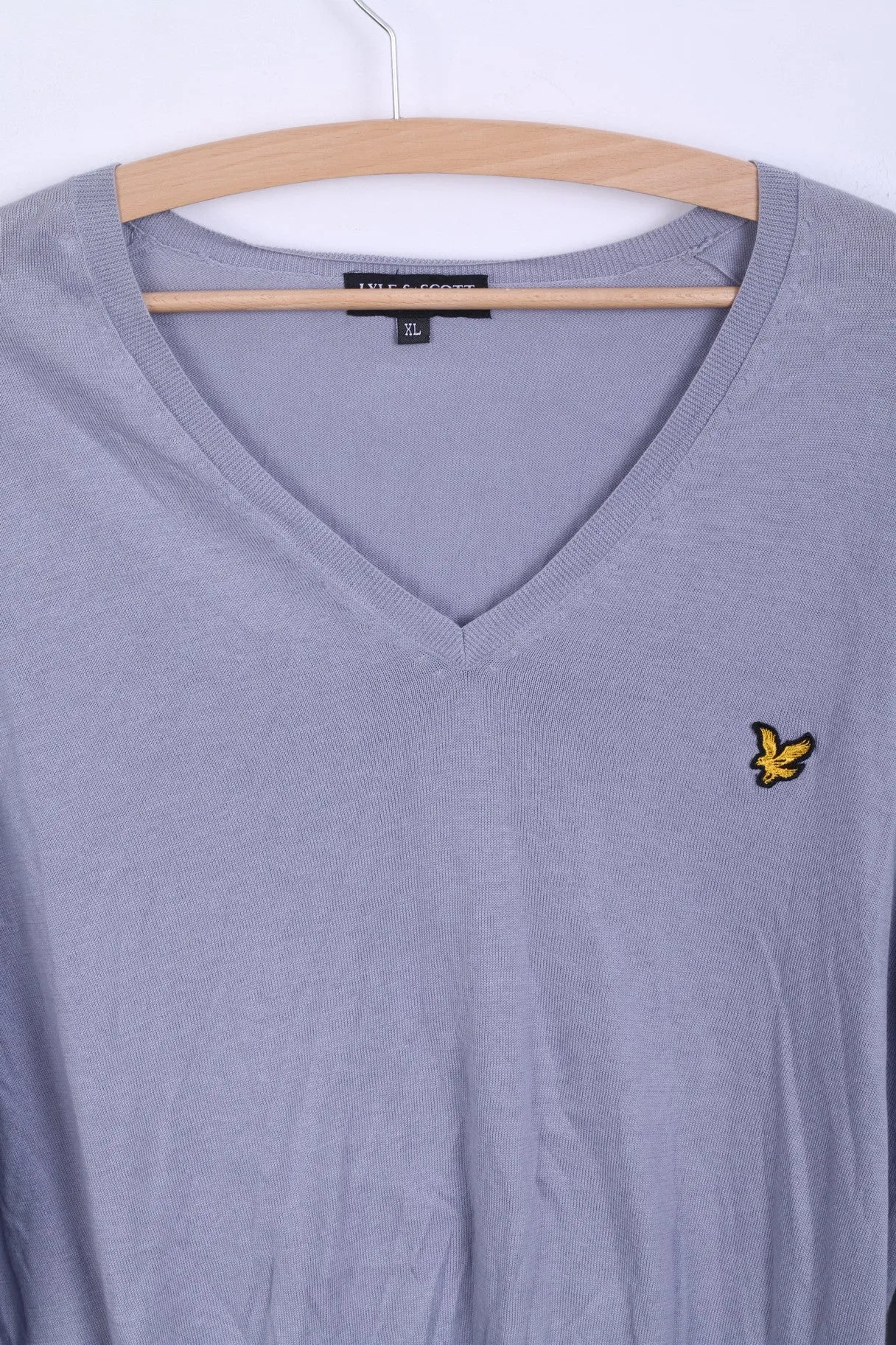 Lyle&Scott Mens XL Jumper Gray Sweater V Neck Cotton