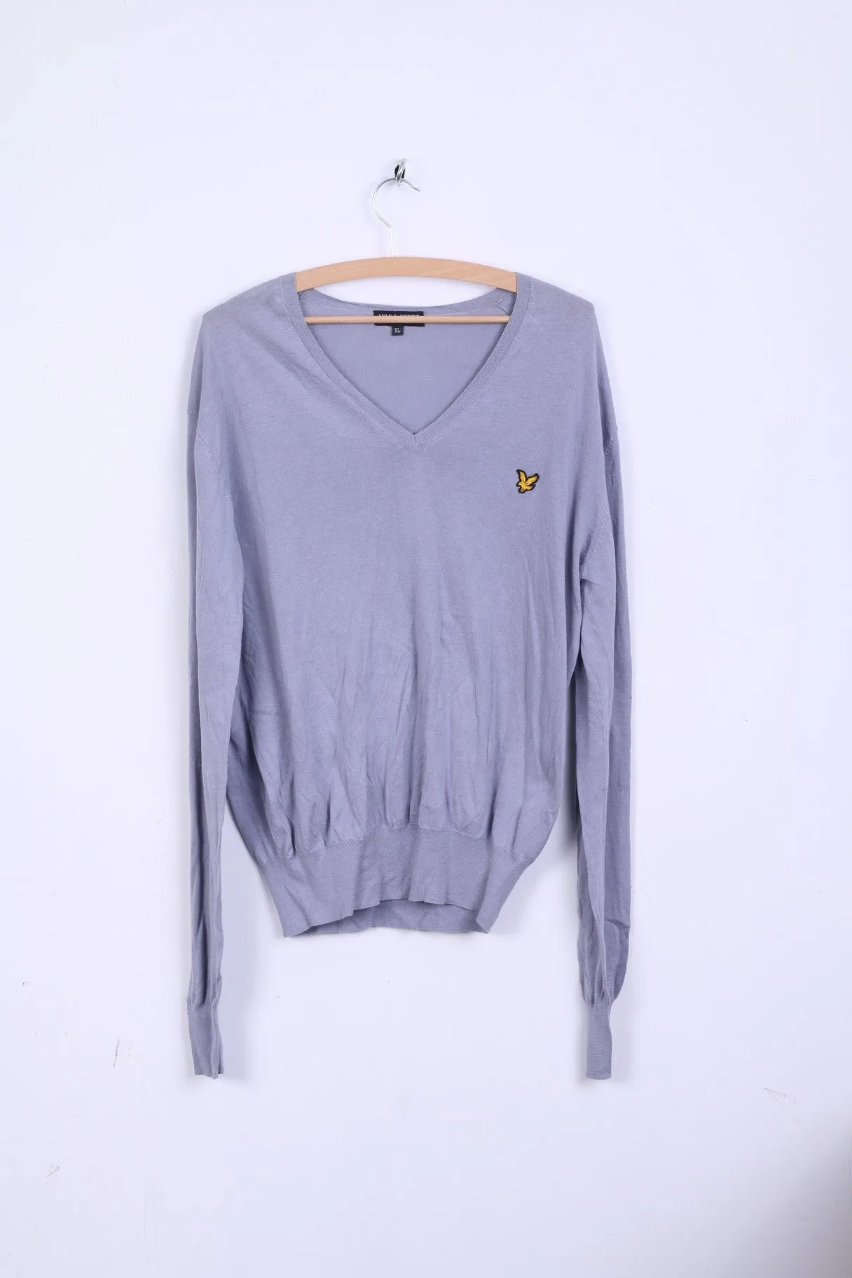 Lyle&Scott Mens XL Jumper Gray Sweater V Neck Cotton