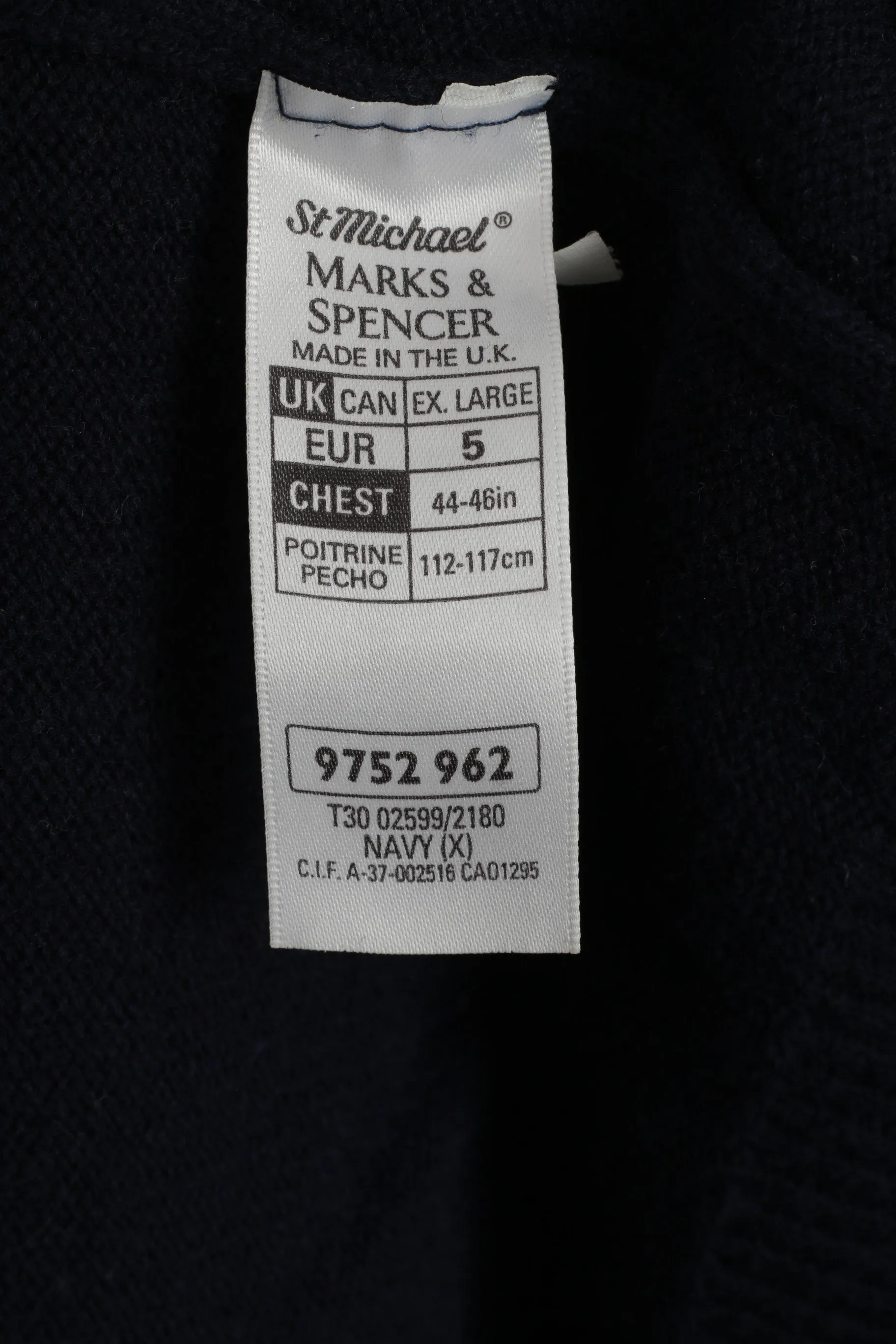 Marks & Spencer Men XL Jumper Navy Pure New Wool V Neck Classic Sweater