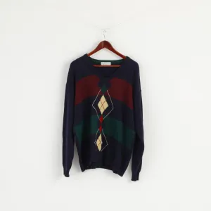 Marks & Spencer Men XL Jumper Navy Pure New Wool V Neck Classic Sweater