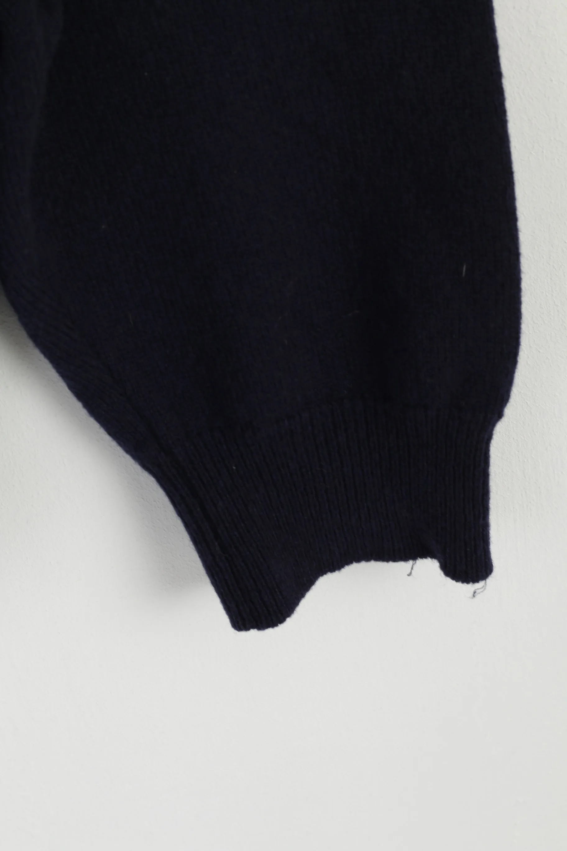 Marks & Spencer Men XL Jumper Navy Pure New Wool V Neck Classic Sweater
