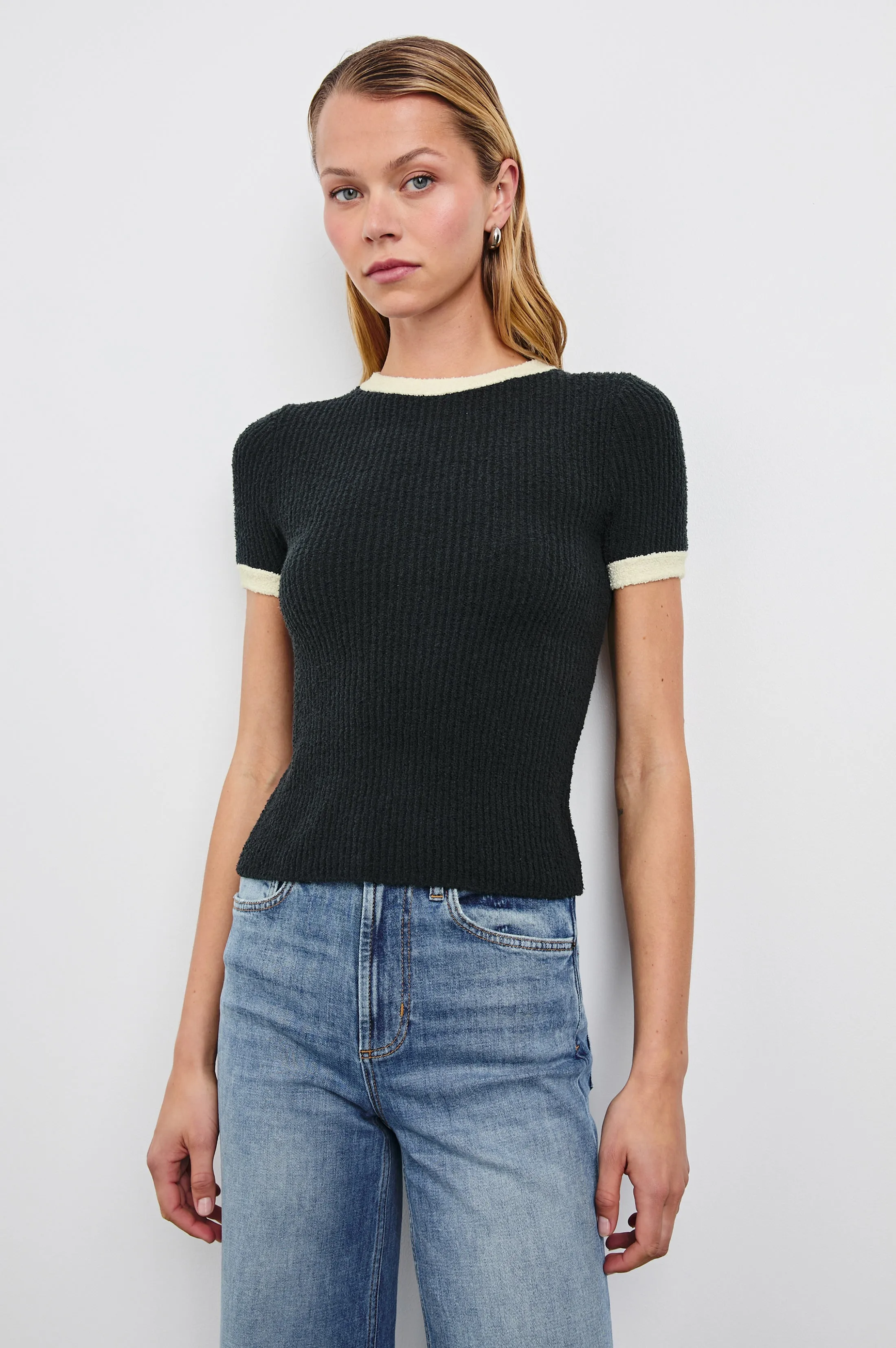 MEREDITH TOP - BLACK IVORY Rails