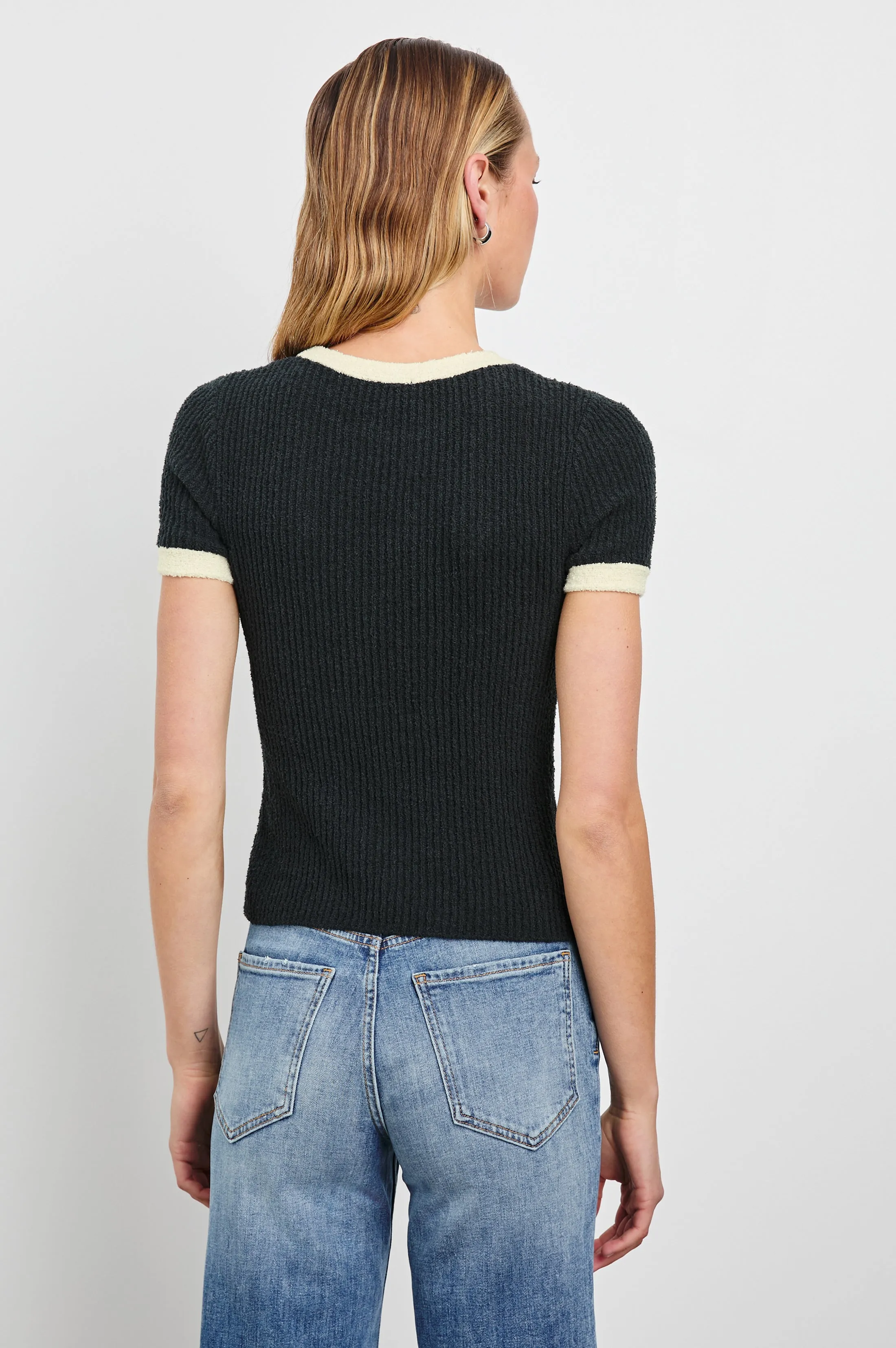 MEREDITH TOP - BLACK IVORY Rails