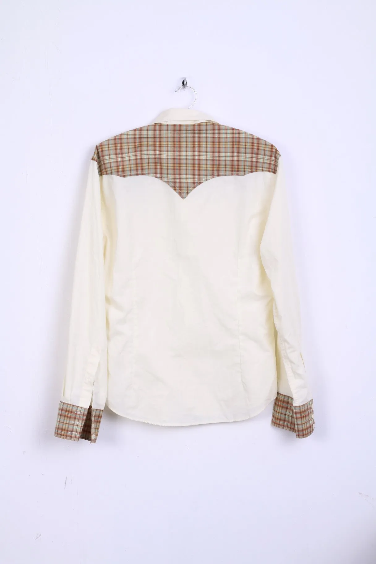 Moods of Norway Mens M Casual Shirt Ecru Cotton Long Sleeve