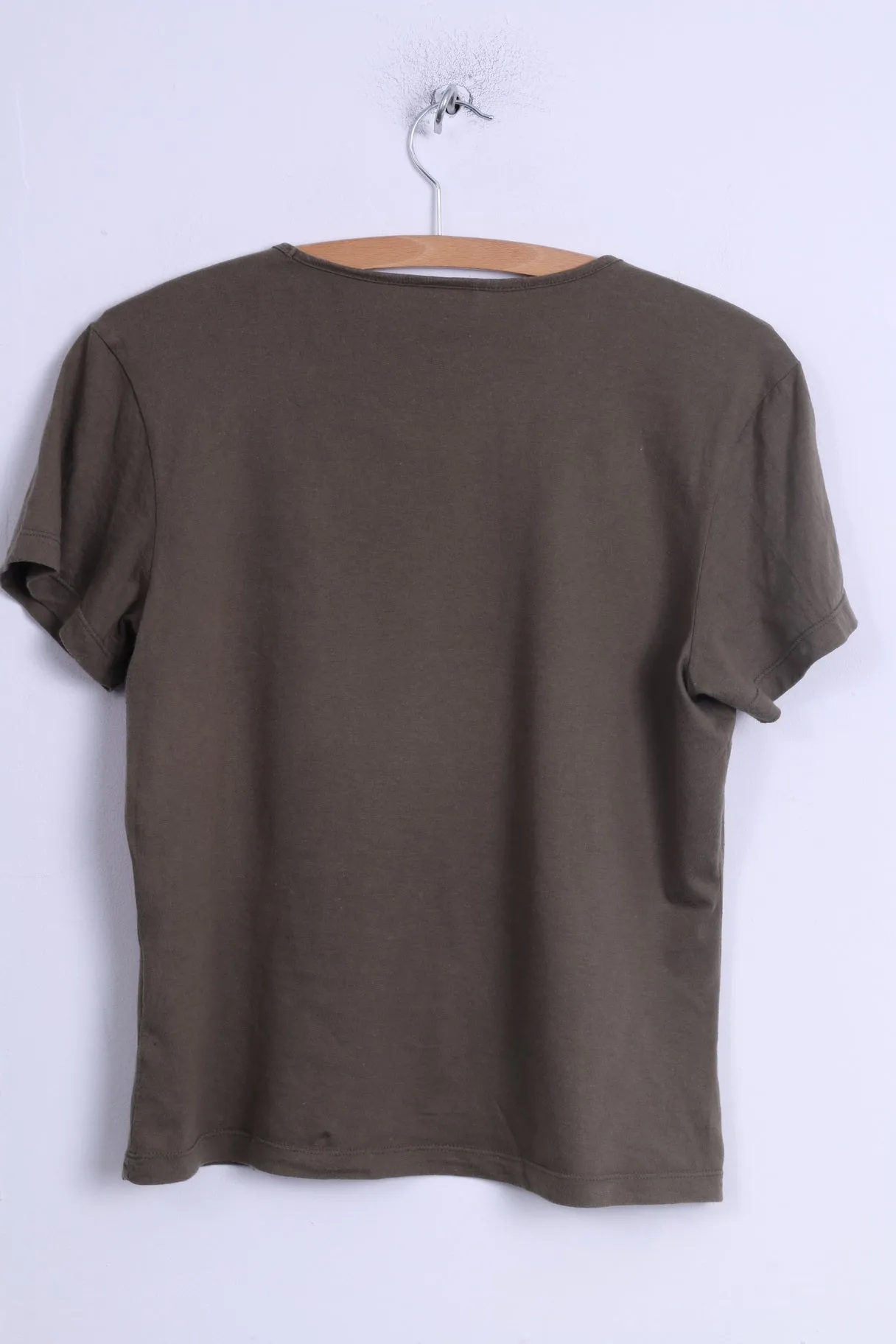 Mustang Jeans  Womens L Shirt Green Cotton Crew Neck Graphic Short Top