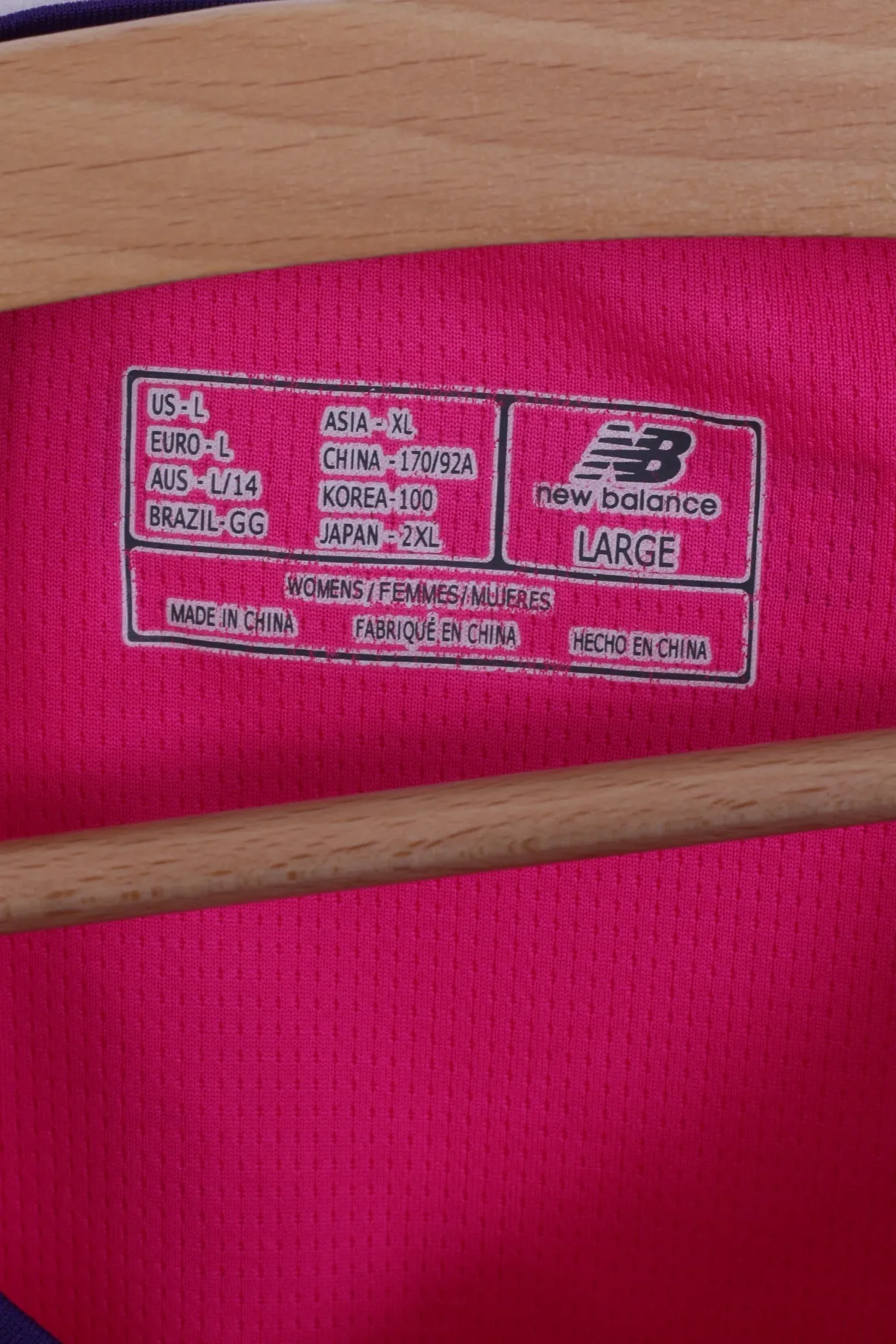 New Balance Womens L Shirt Pink Neon Run V Neck Top Sportswear