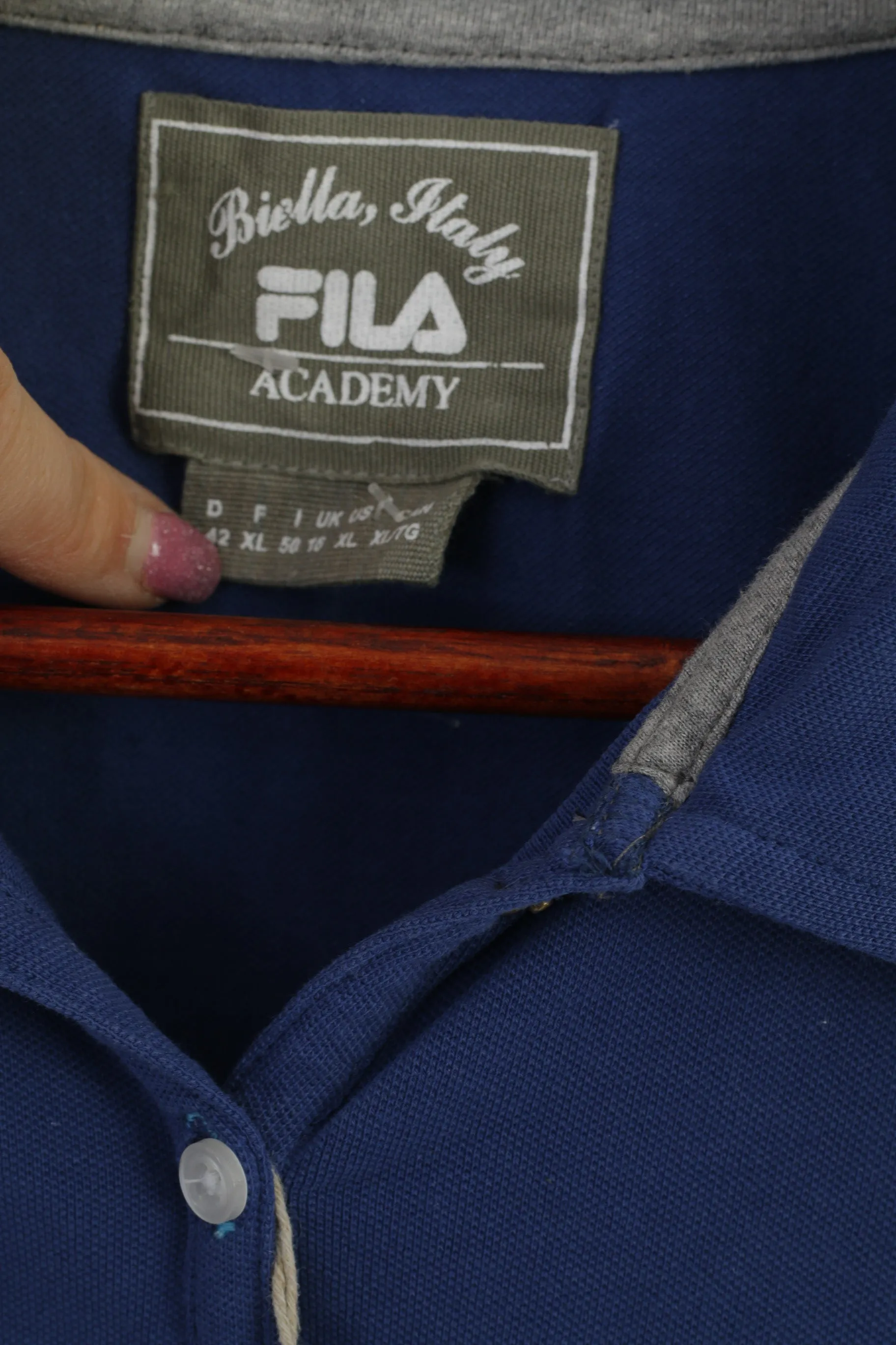 New Fila Academy Womens 16 XL Polo Shirt Blue Cotton Biella Italy Sport Top