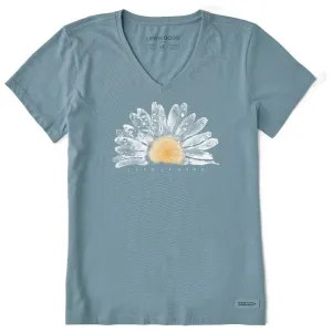 New Life is Good Women's Crusher Tee- Watercolor Daisy Size M