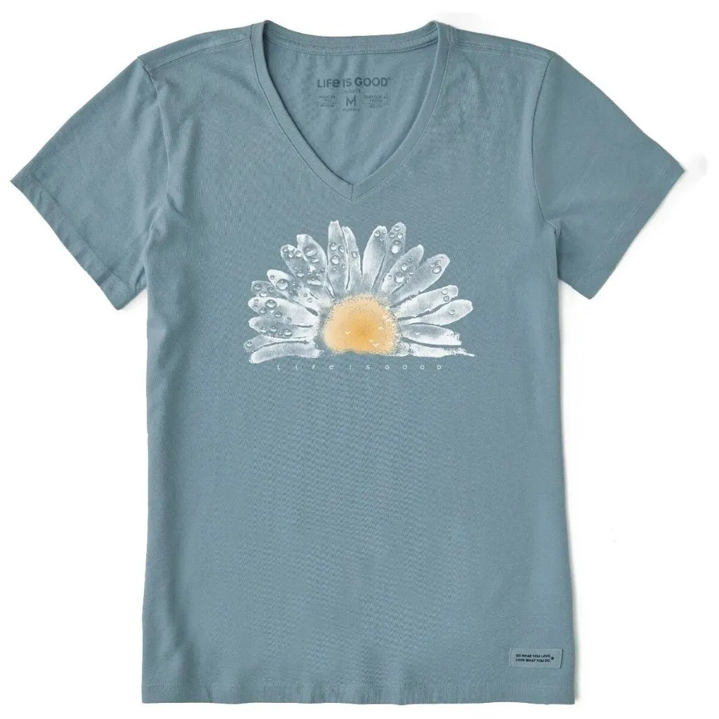 New Life is Good Women's Crusher Tee- Watercolor Daisy Size M