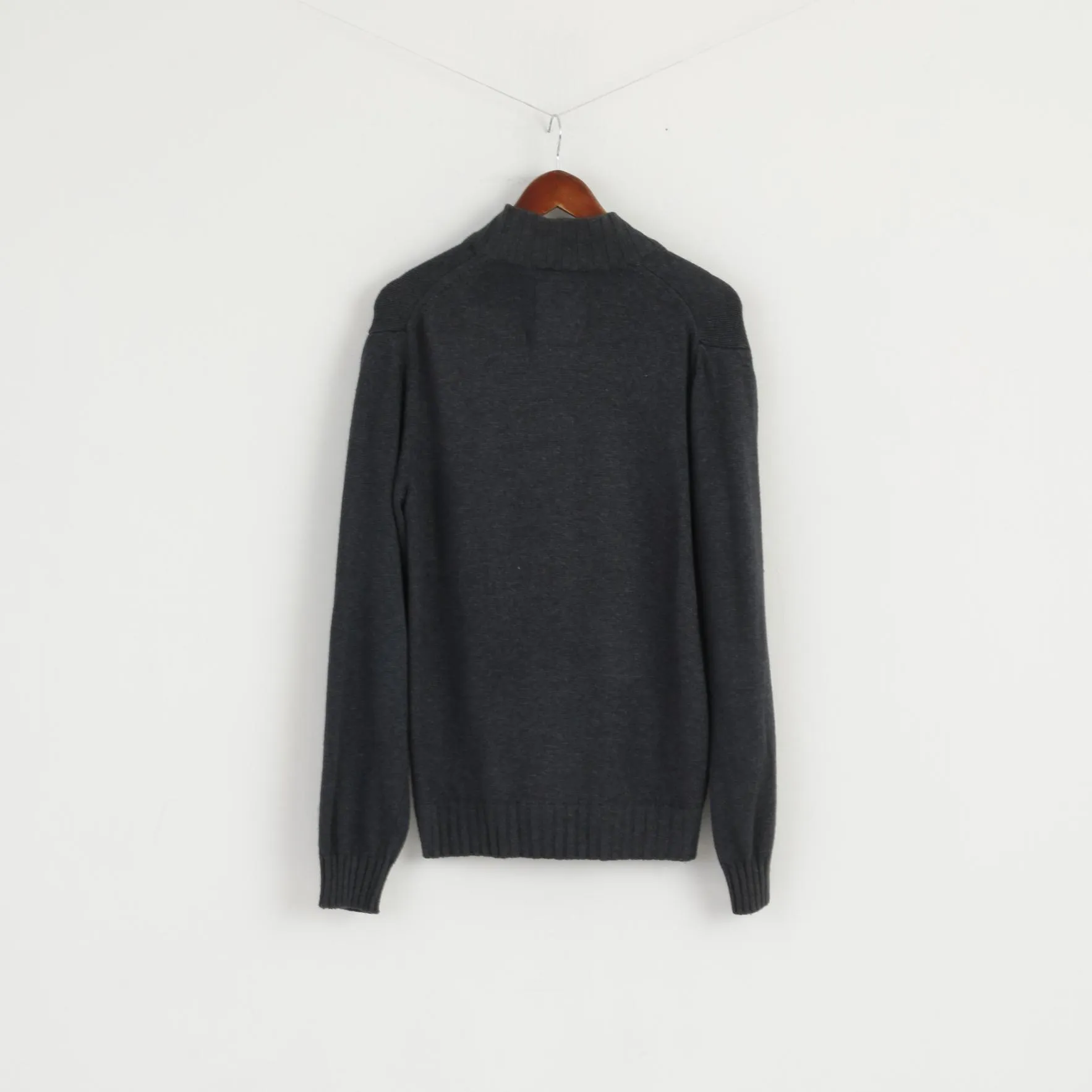 New Zealand Auckland Men M Jumper Grey Full Zipper Nylon Exclusive Sweater Top