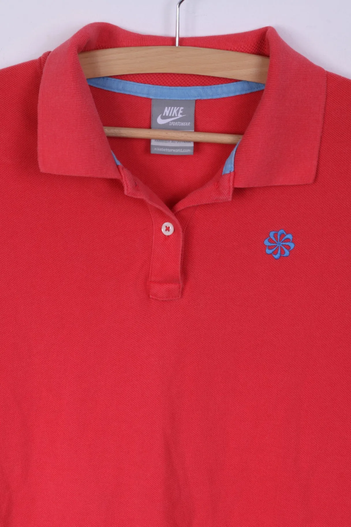 Nike Womens S Polo Shirt Peach Cotton Sportswear Top
