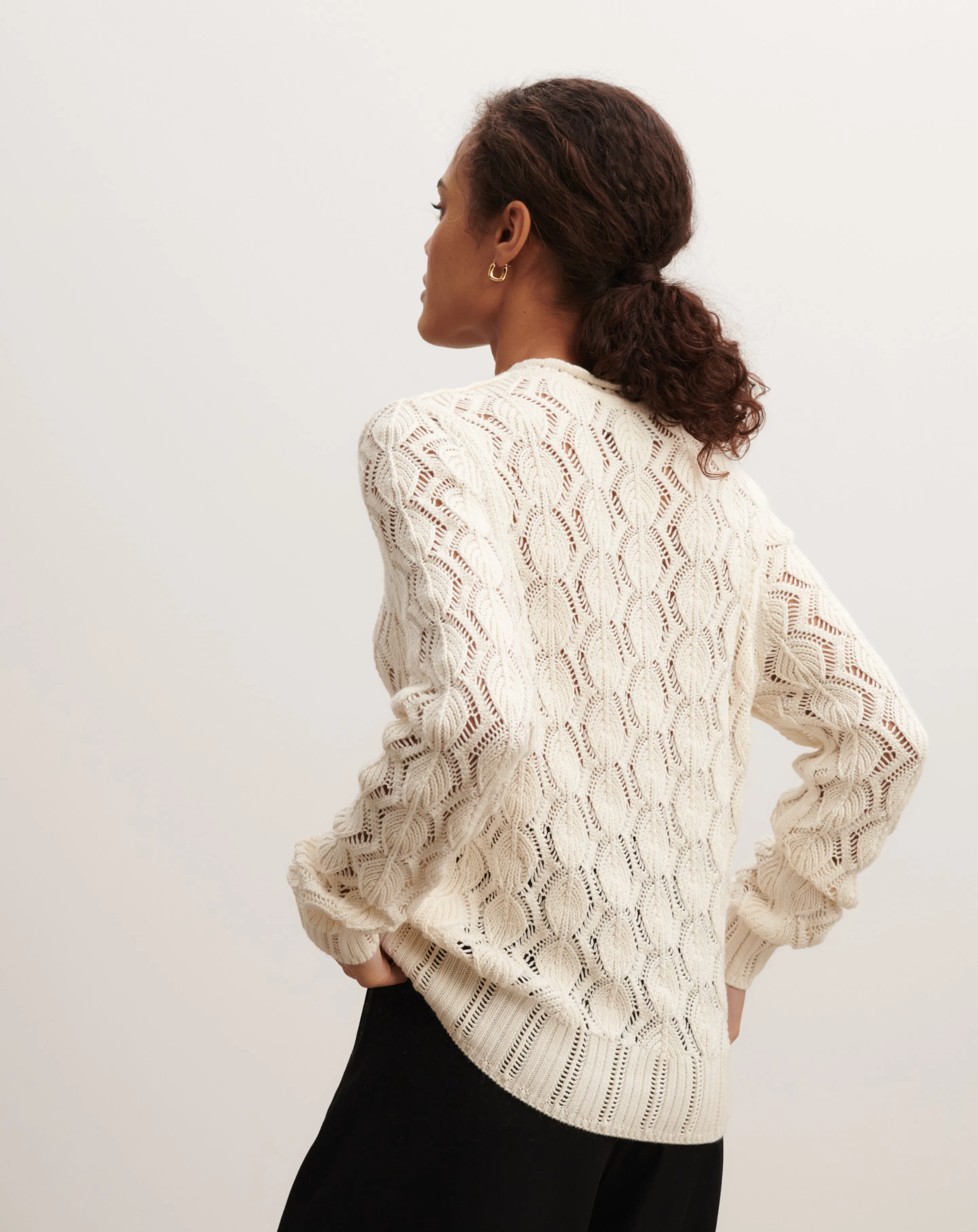 Openwork round neck pullover Eric Bompard