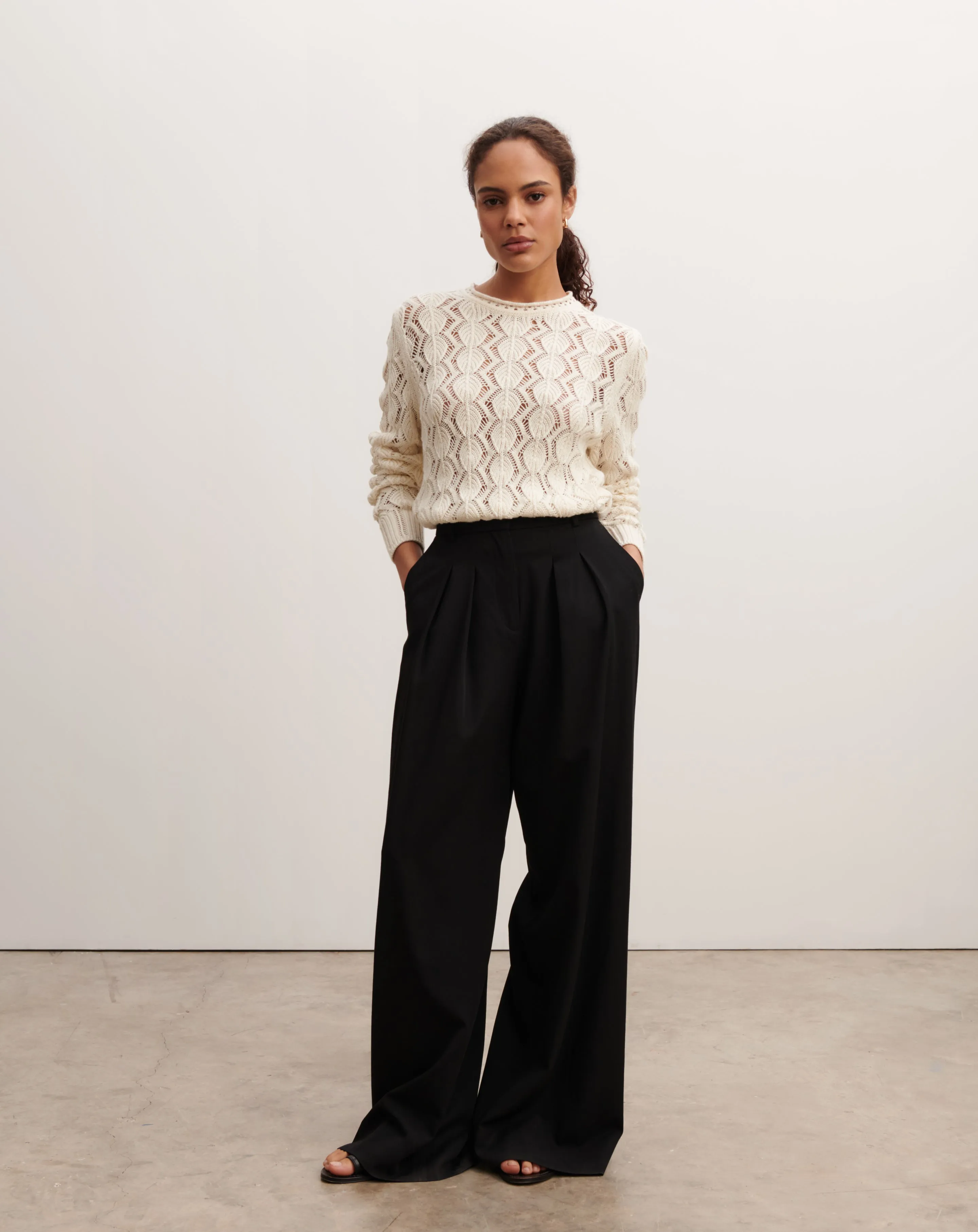 Openwork round neck pullover Eric Bompard