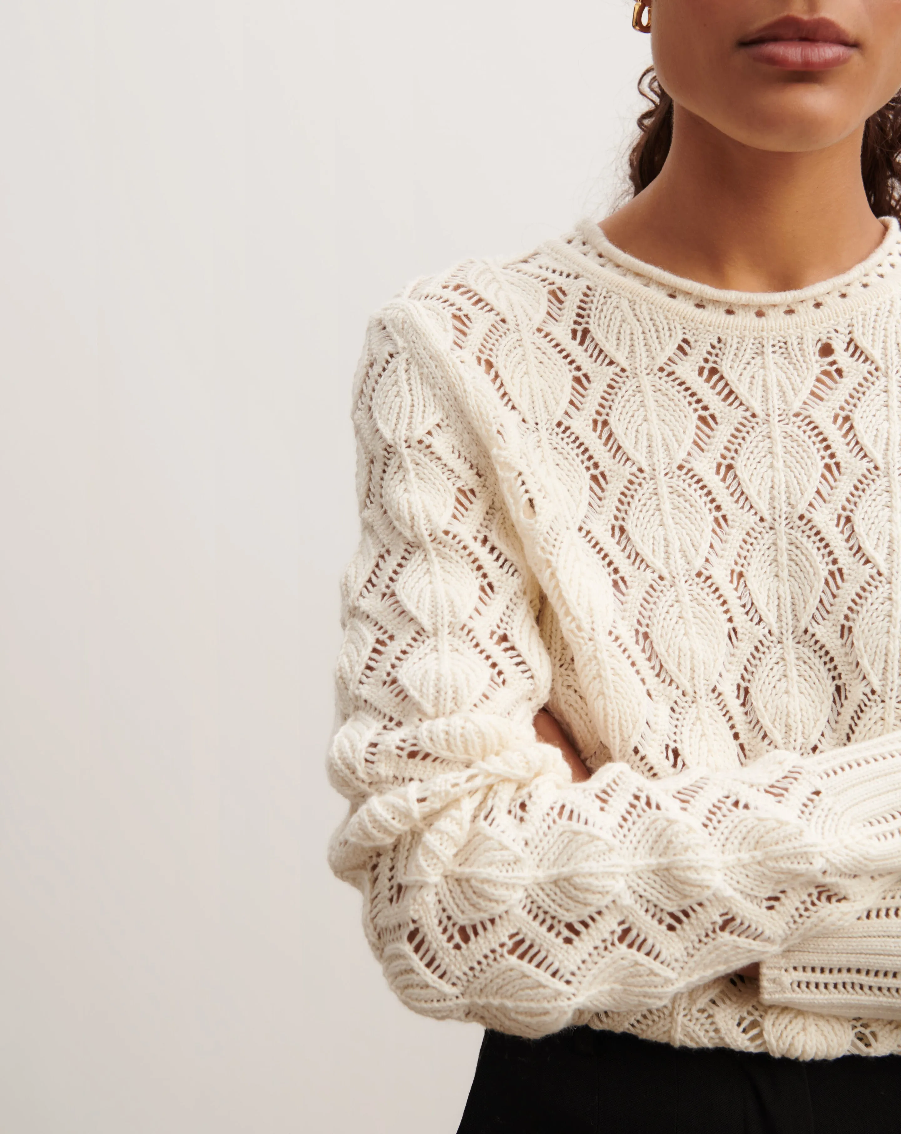 Openwork round neck pullover Eric Bompard