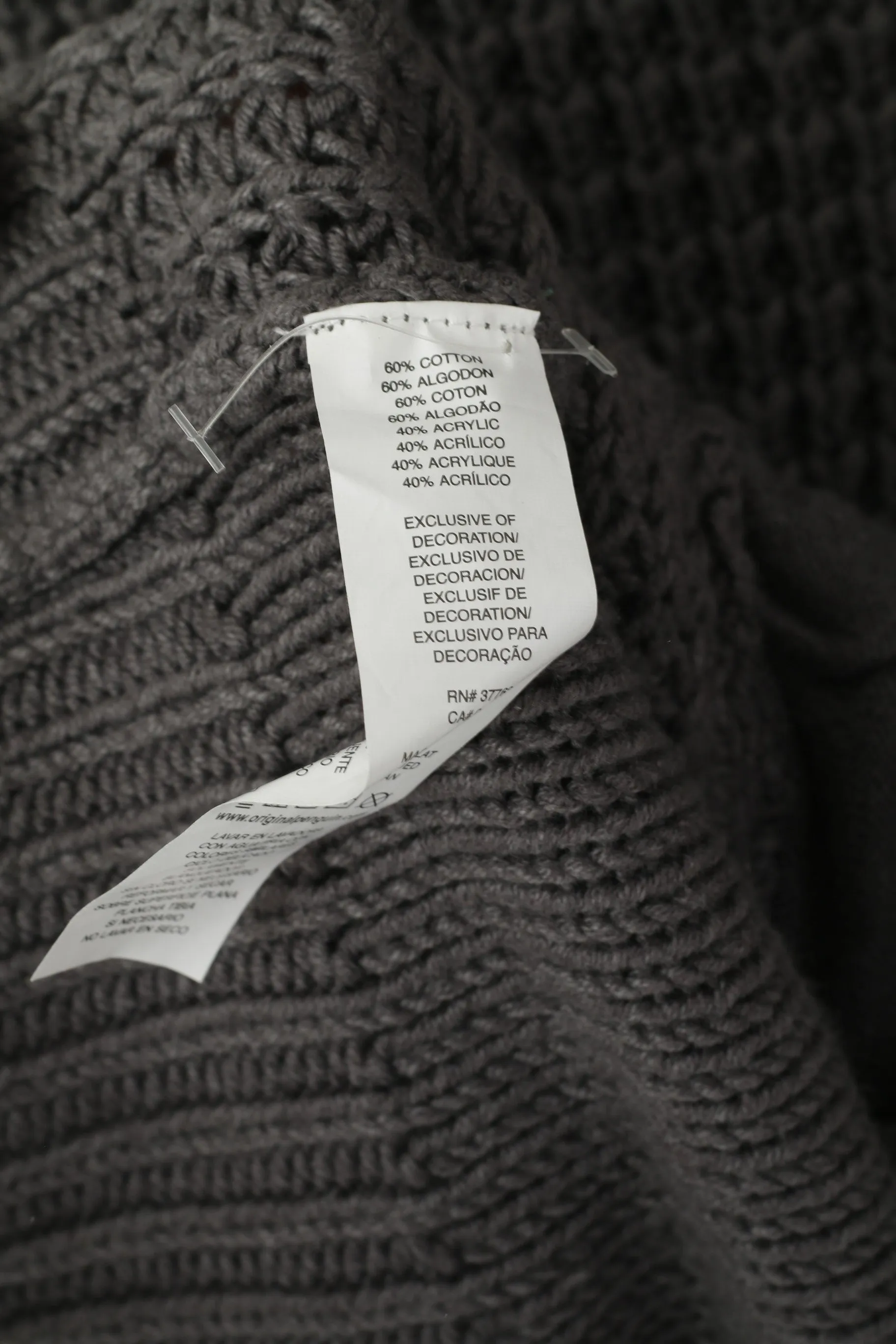 Original Penguin Men L Jumper Grey Cotton Blend Knit Zip Neck Pockets Sweater