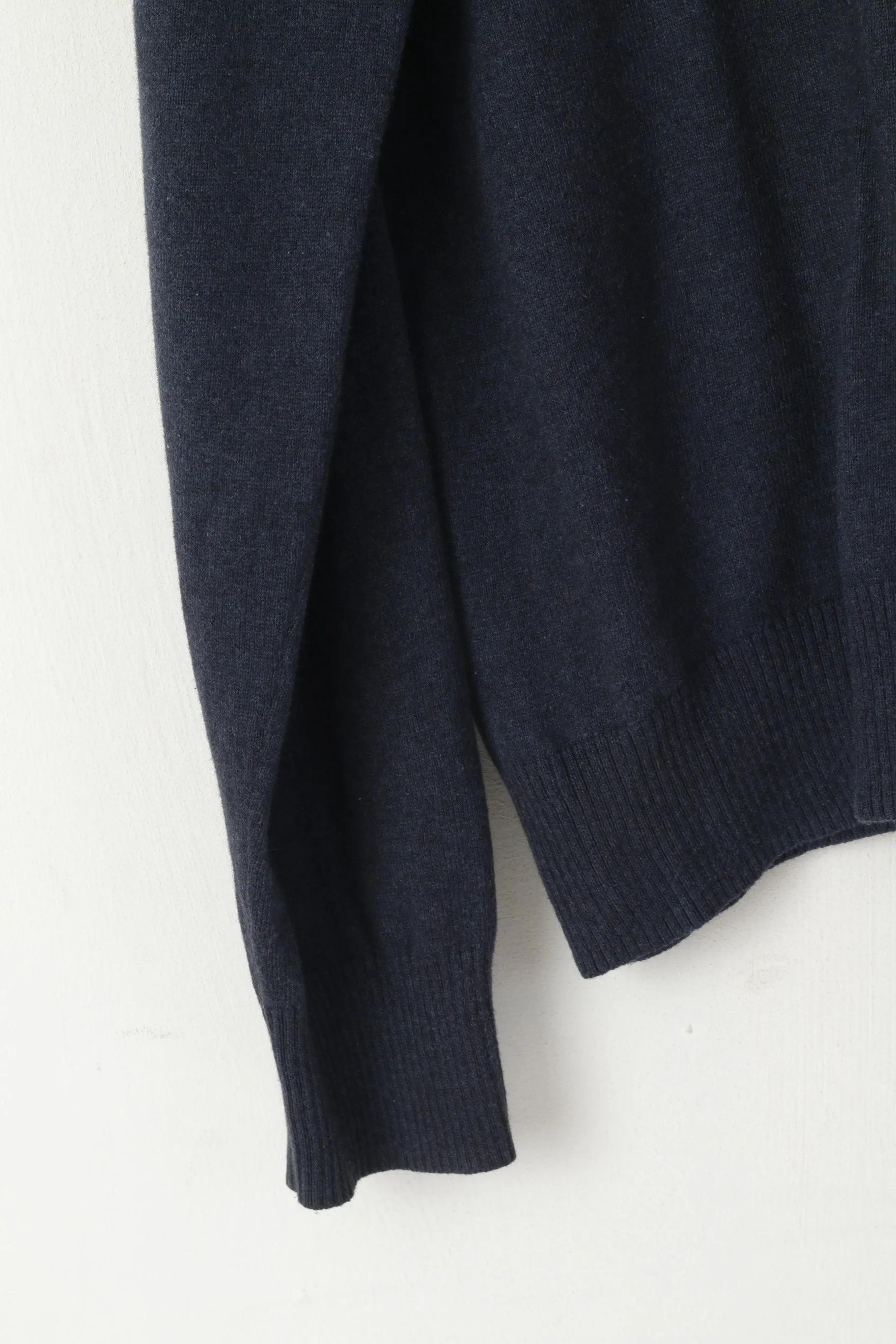 Original Penguin Men XL Jumper Navy Cotton Cashmere Blend V Neck Logo Sweater