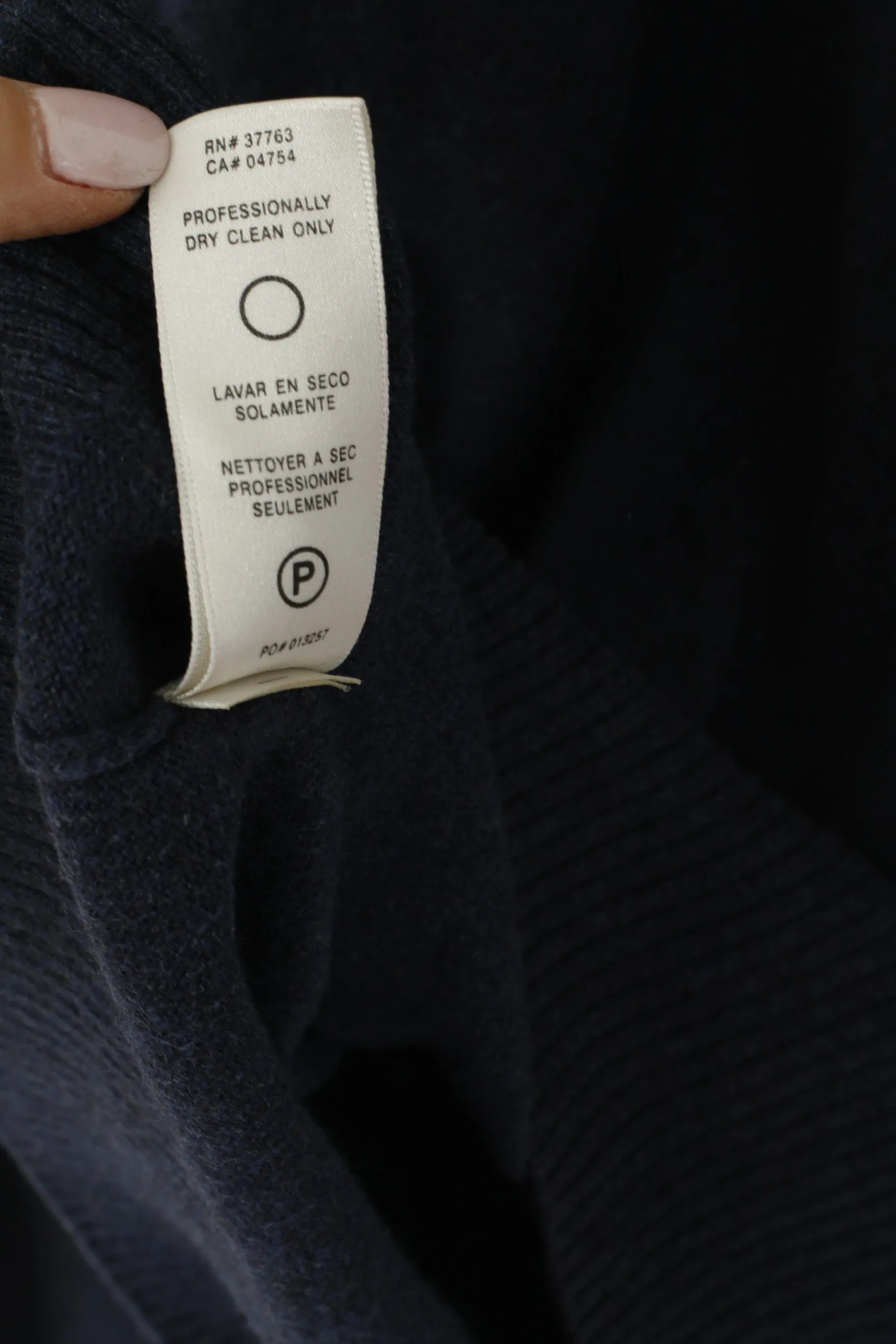 Original Penguin Men XL Jumper Navy Cotton Cashmere Blend V Neck Logo Sweater