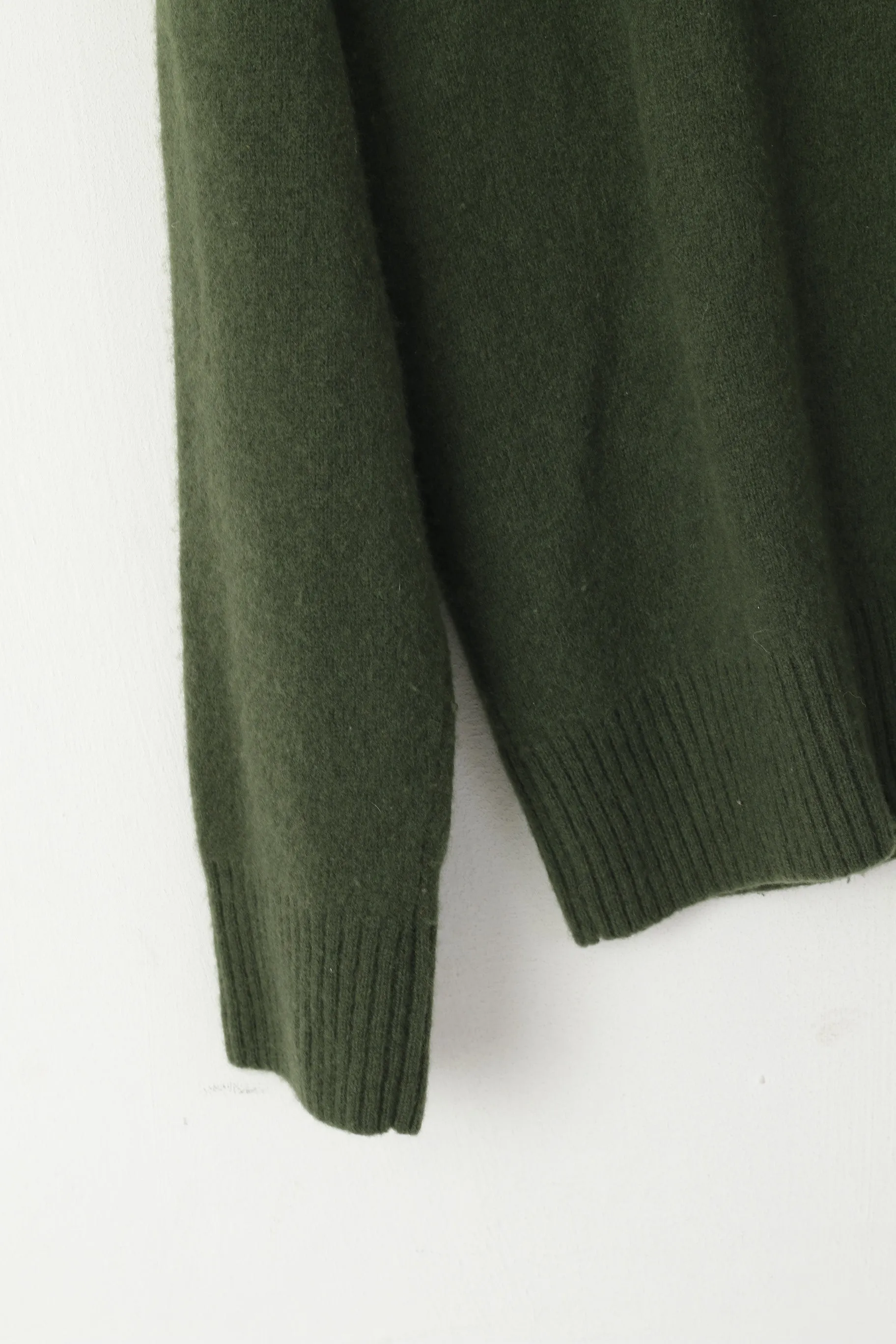 Original Penguin Mens 2XL (M) Jumper Green V Neck Sweater 100% Wool Top