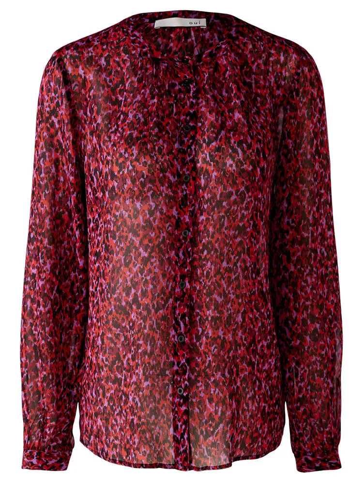 Oui Printed Blouse Pink