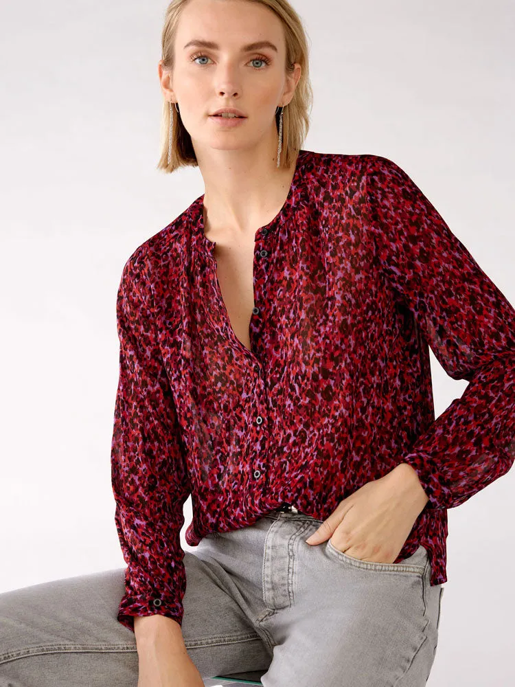Oui Printed Blouse Pink