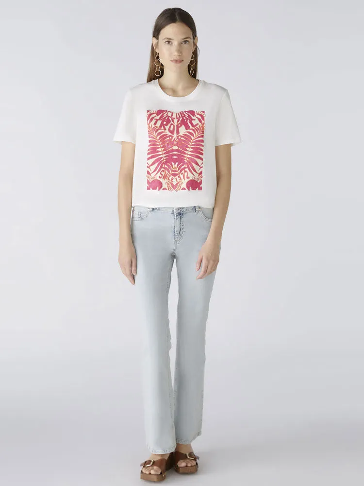 Oui Printed T-Shirt Cloud Dancer