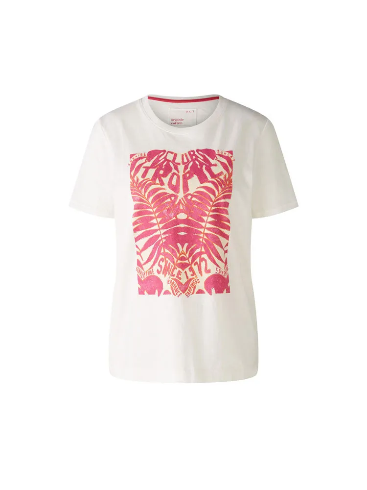 Oui Printed T-Shirt Cloud Dancer