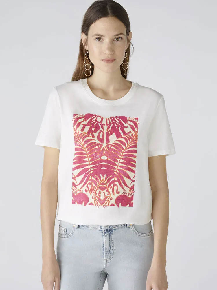 Oui Printed T-Shirt Cloud Dancer