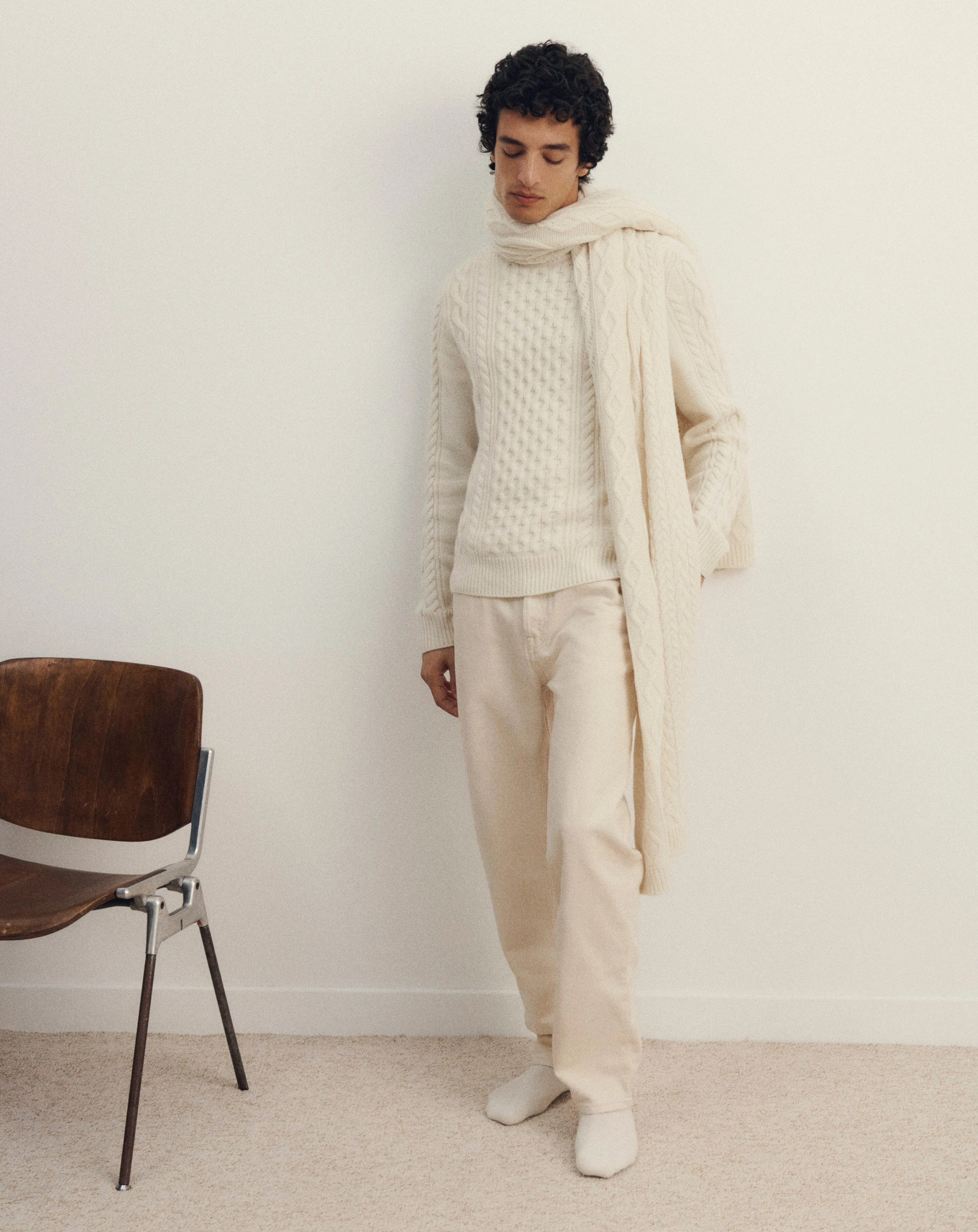 Oversized cable knit scarf Eric Bompard
