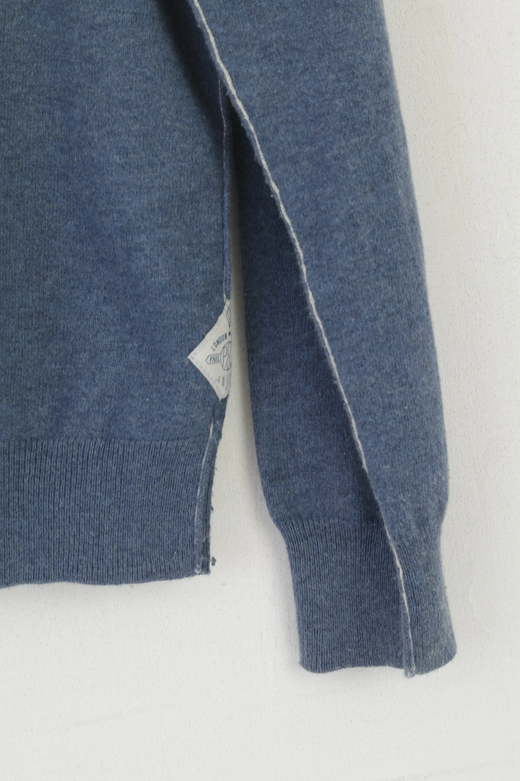 Paul Smith Jeans Men L (M) Jumper Blue Cotton Classic Crew Neck Plain Sweater