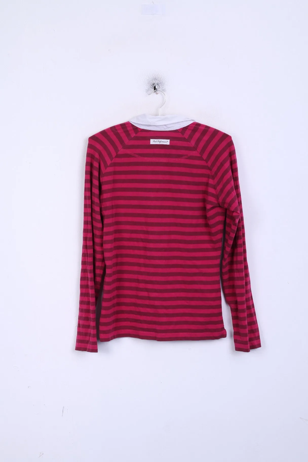 Peak Performance Womens L Polo Shirt Long Sleeve Striped Cotton