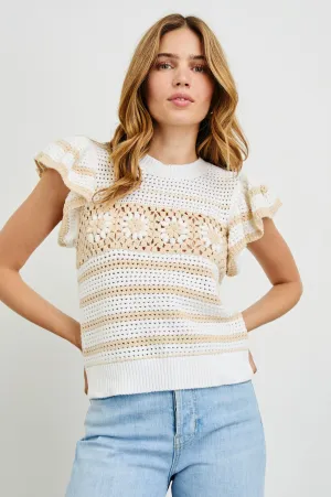 PENELOPE TOP - IVORY OAT CROCHET STRIPE Rails