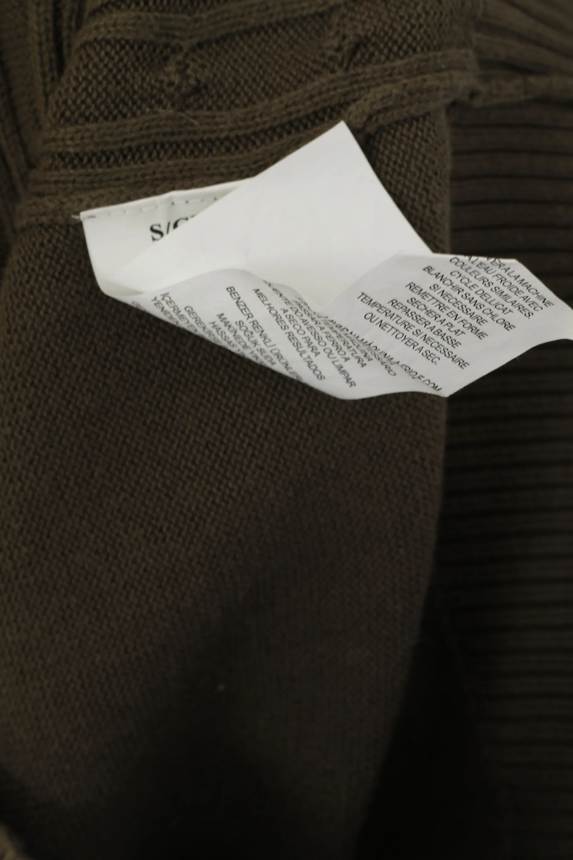 Penguin Men S Jumper Khaki Cotton Knitted Crew Neck Classic Stretch Sweater
